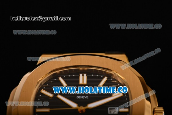 Patek Philippe Nautilus Asia Automatic Yellow Gold Case with Black Dial and White Sitck Markers - Click Image to Close